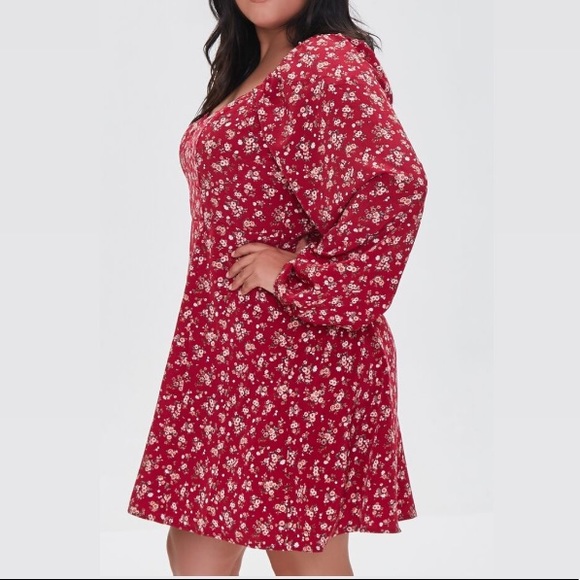 Plus Size Floral Mini Dress - Picture 3 of 5